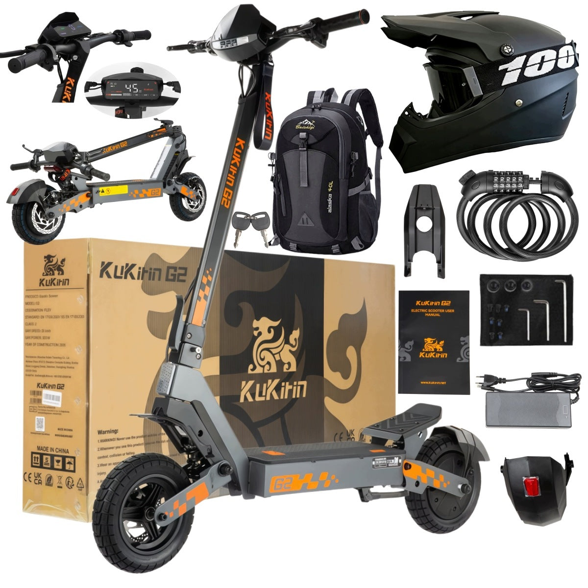2026 Electric Vehicle KuKirin G2 1200W 48V 15Ah 45KM/H 55KM 10" +Gift