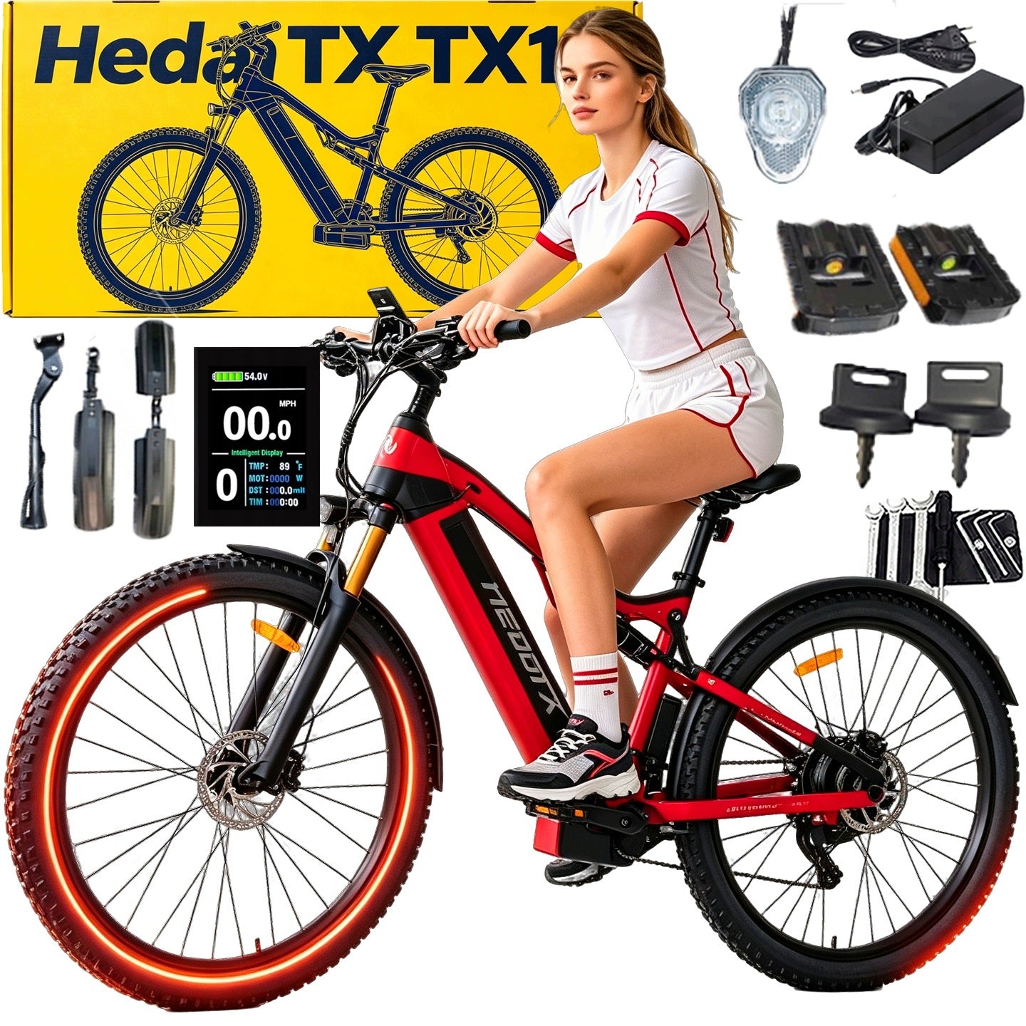 2026 Electric Vehicles HedaTX TX19 29" 48V 19.2Ah 1000W 45KM/H LCD 68NM