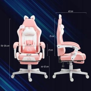 2026 Gaming chair 65x62x124 cm cat ears footrest pink Brand no brand
