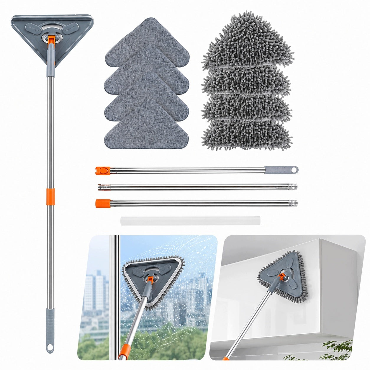 2026 NEW ADJUSTABLE TRIANGULAR CLEANING MOP + 6 RAGS