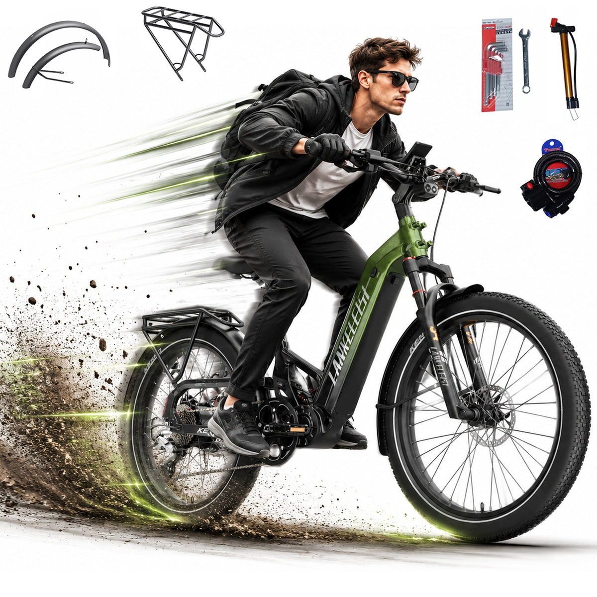 2026 NEW Electric Vehicle LANKELEISI 1130W 48V20Ah 150km 26" 48KM/H PL