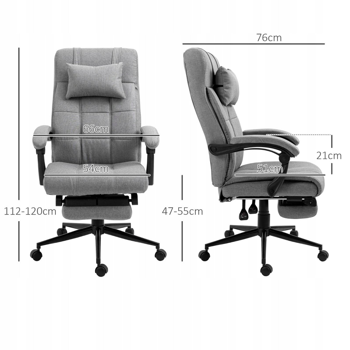 2026 Office chair 66x70cm ergonomic with footrest light grey Brand no brand