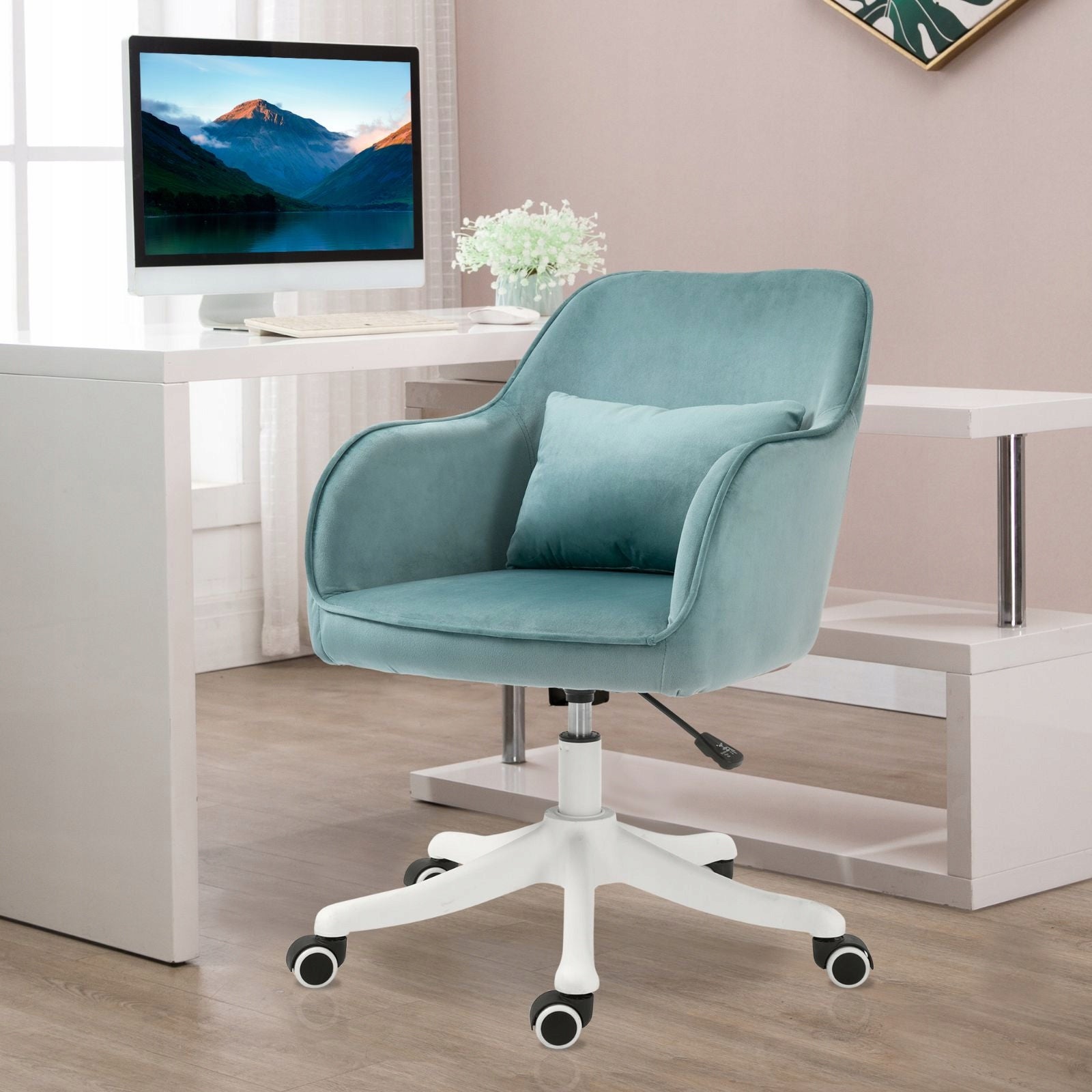 2026 Office chair massage USB lumbar pillow green Furniture depth 70 cm