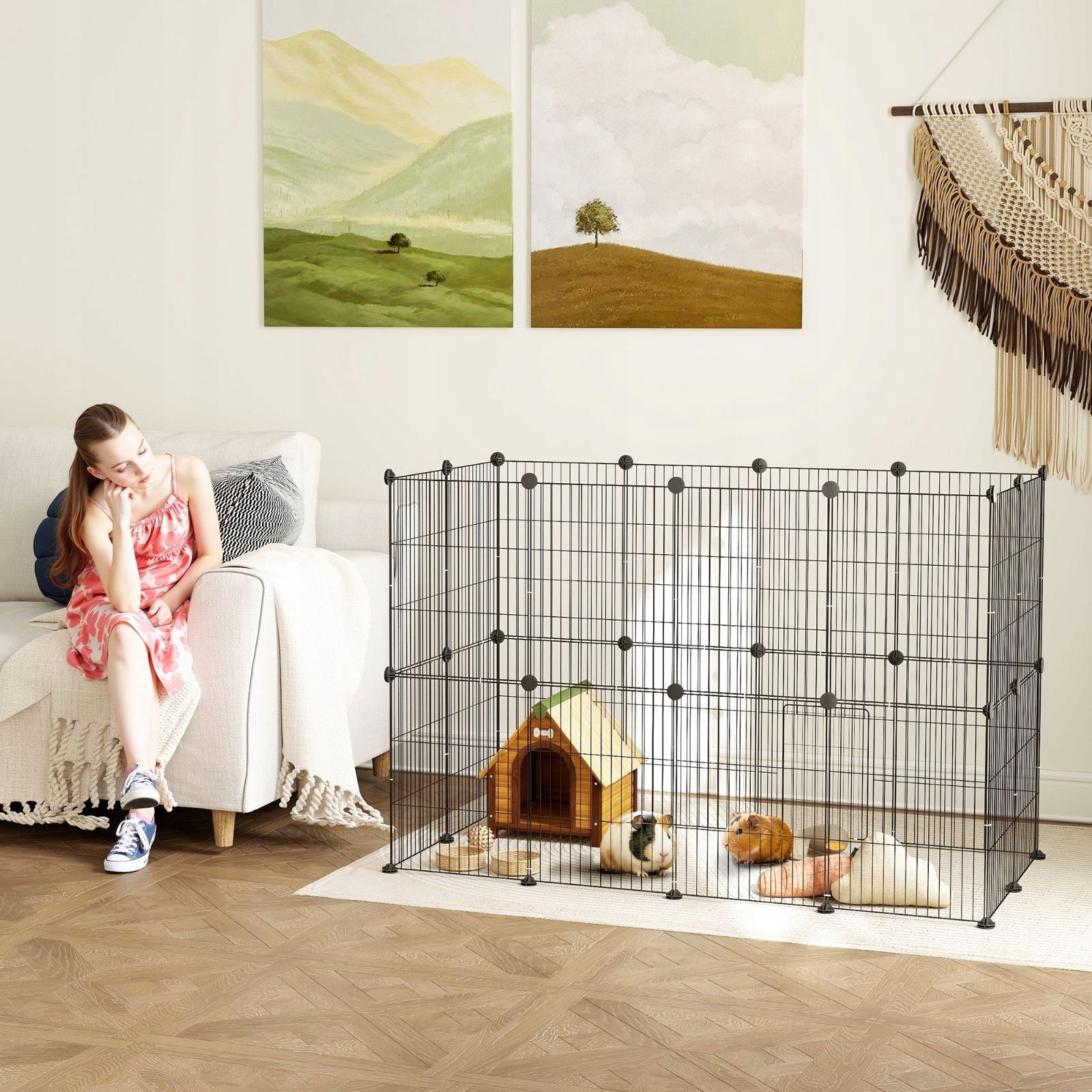 2026 Playpen for rabbits rodents steel catwalk 120x60x80 cm black Brand no brand