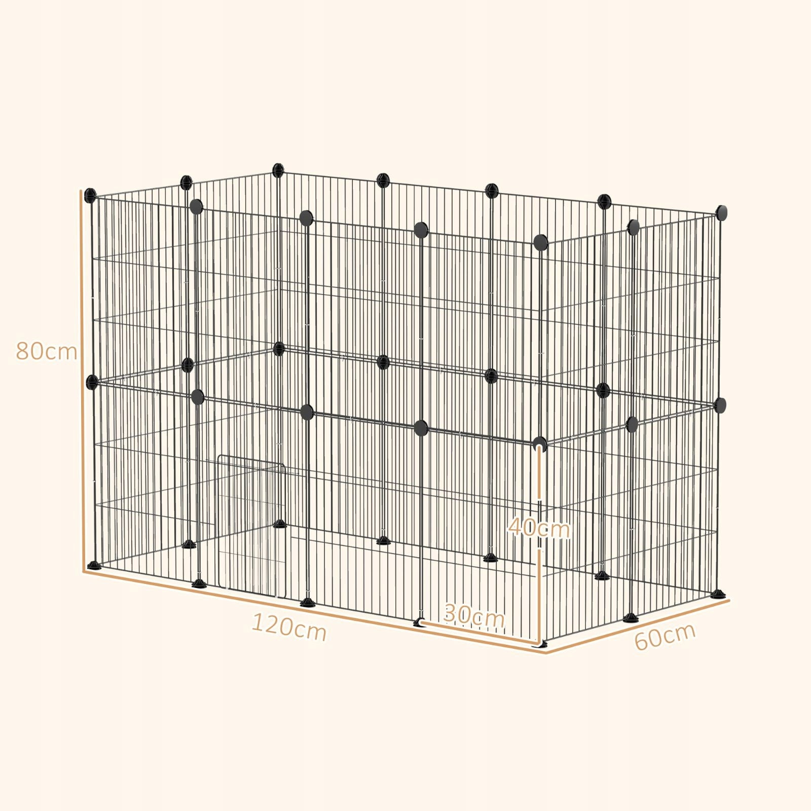 2026 Playpen for rabbits rodents steel catwalk 120x60x80 cm black Manufacturer code T3323P338138-1