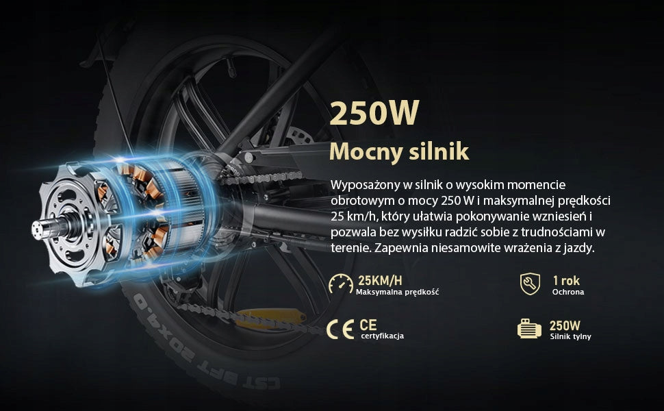 2026 ROWER ELEKTRYCZNY E6 2.0, 250 W 720 WH, 20" 7-BIEGOWY SHIMANO Foldability partially assembled, calibrated