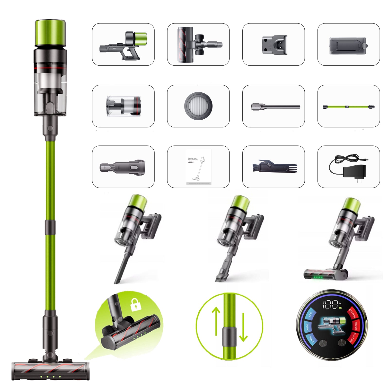 2026 SmartAi V6 650W 24Ah 65KPa 80min EU Upright Vacuum Cleaner