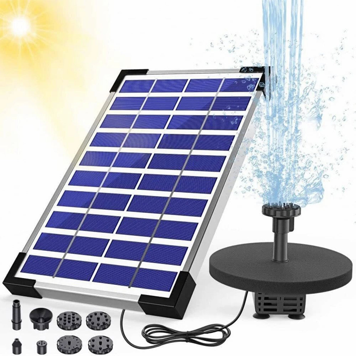 2026 Solar Fountain Floating for Water Eyelets 6 Garden Nozzles Pond 16cm Manufacturer no brand