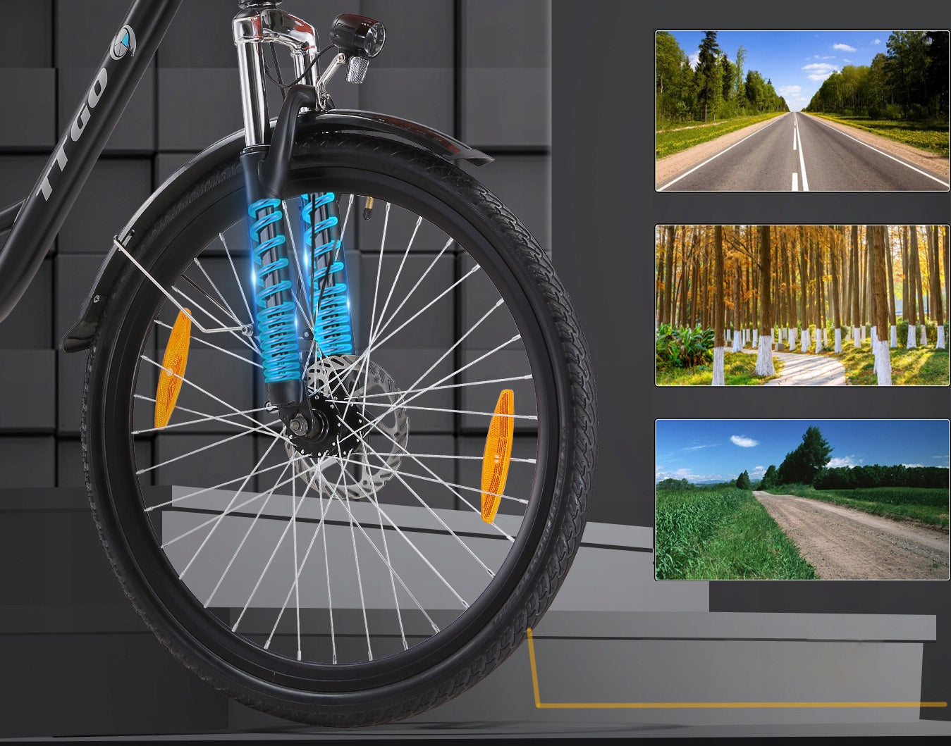 2026 Stylish Electric Bikes TTGO YY-26ST 250W 14.5AH 75KM+Basket-EU Maximum rated power electric bike (under 250W)