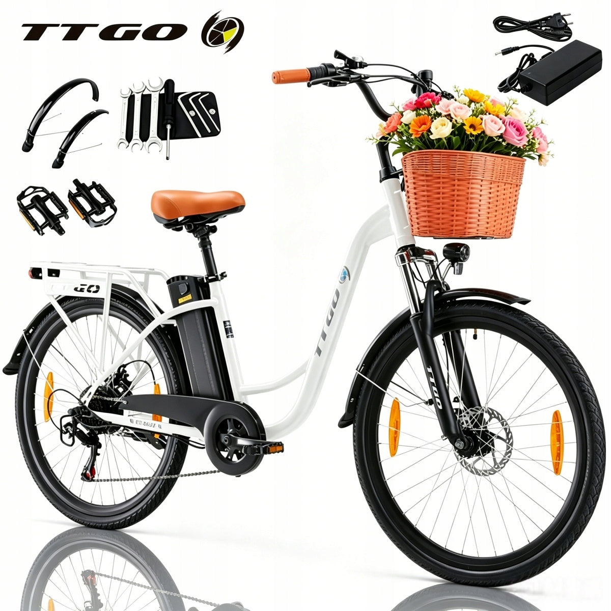 2026 Stylish Electric Bikes TTGO YY-26ST 250W 14.5AH 75KM+Basket-EU