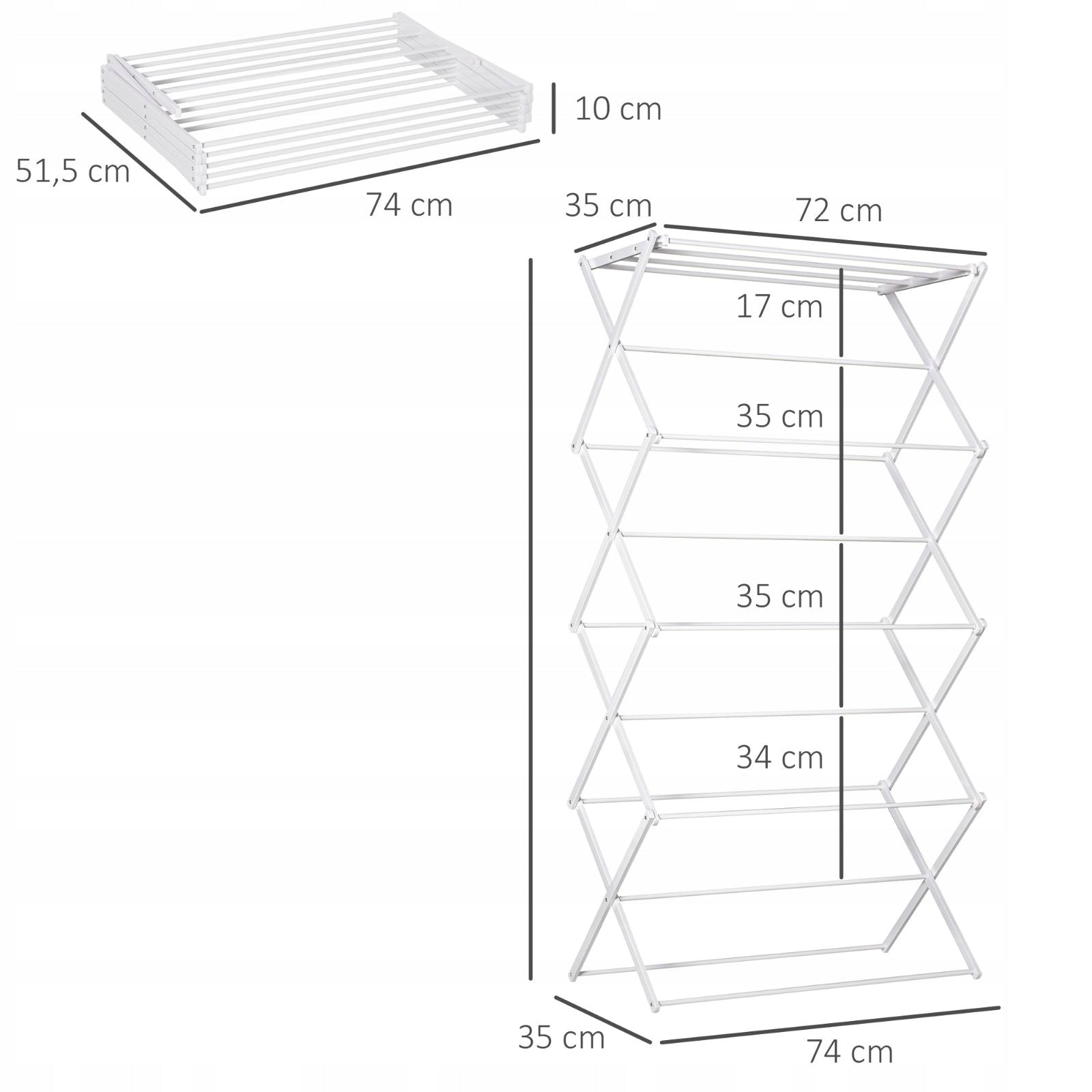 2026 Vertical laundry dryer 8 levels folding 74x35x144 cm white Brand no brand