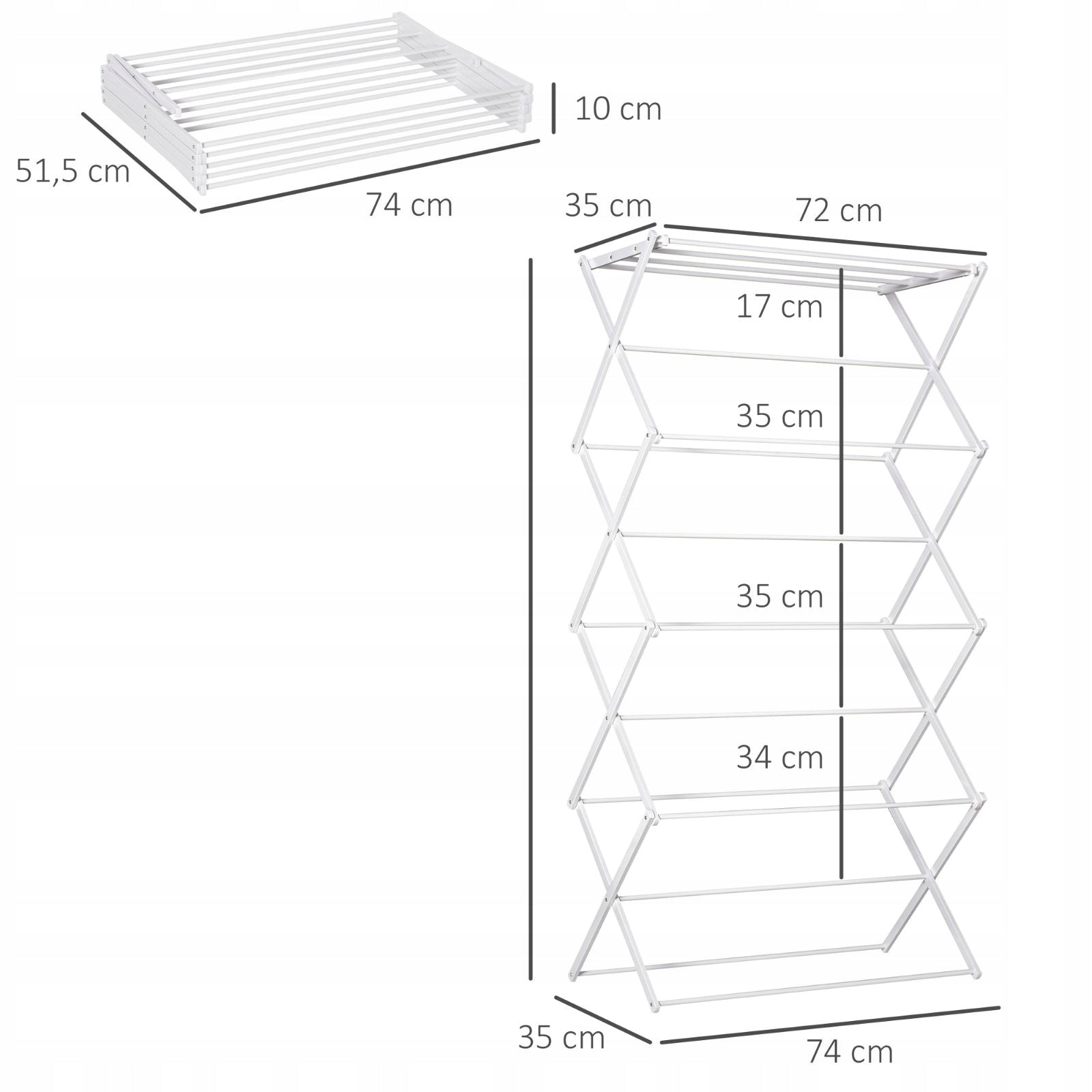 2026 Vertical laundry dryer 8 levels folding 74x35x144 cm white Brand no brand