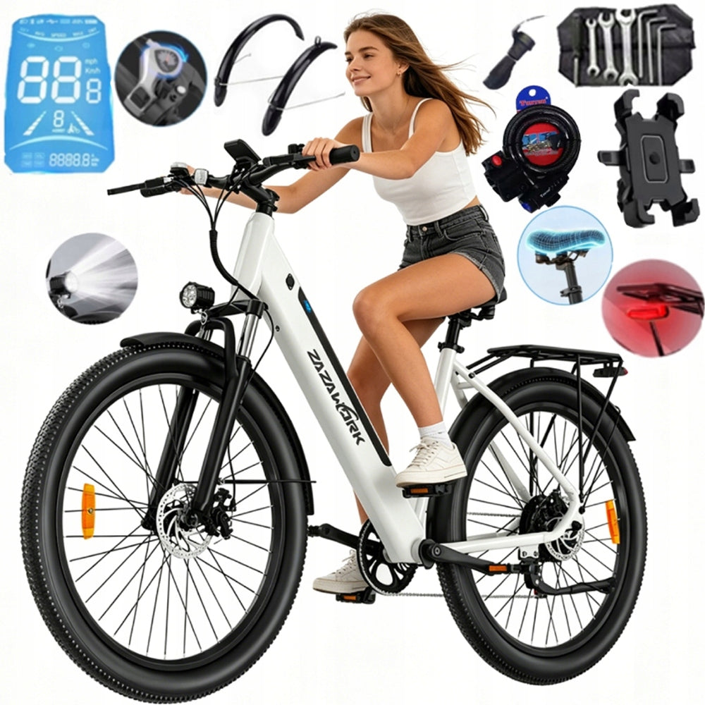 2026 ZAZAWORK C28 Electric Bikes 250W 36V 20AH 120KM 25KM/H 120KG White