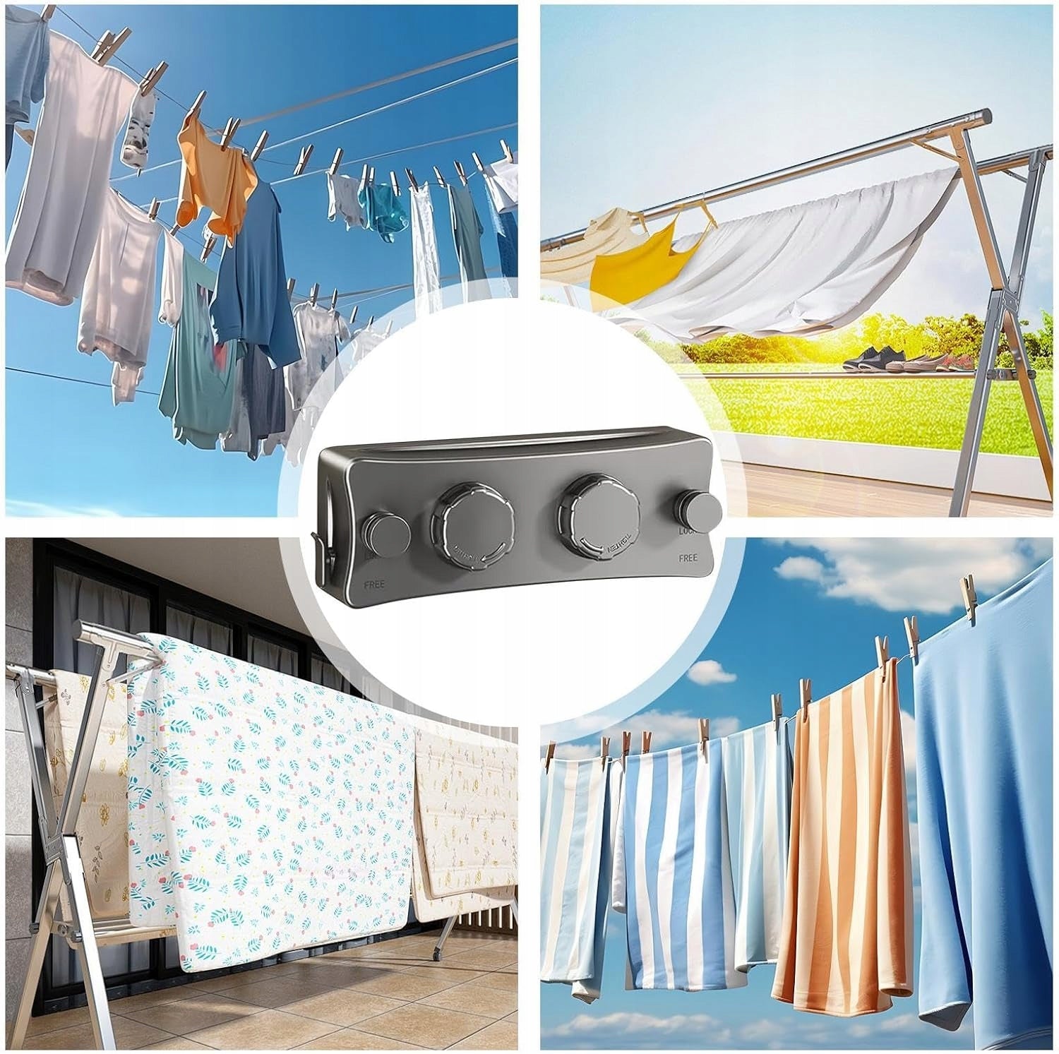 20KG ROLL-UP DRYING CORD WITHOUT DRILLING FOR BATHROOM BALCONY Packaging status original