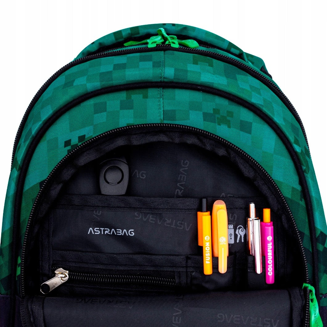 20L THREE-CHAMBER SCHOOL BACKPACK YOUTH FOR SCHOOL MINECRAFT Brand AstraBag