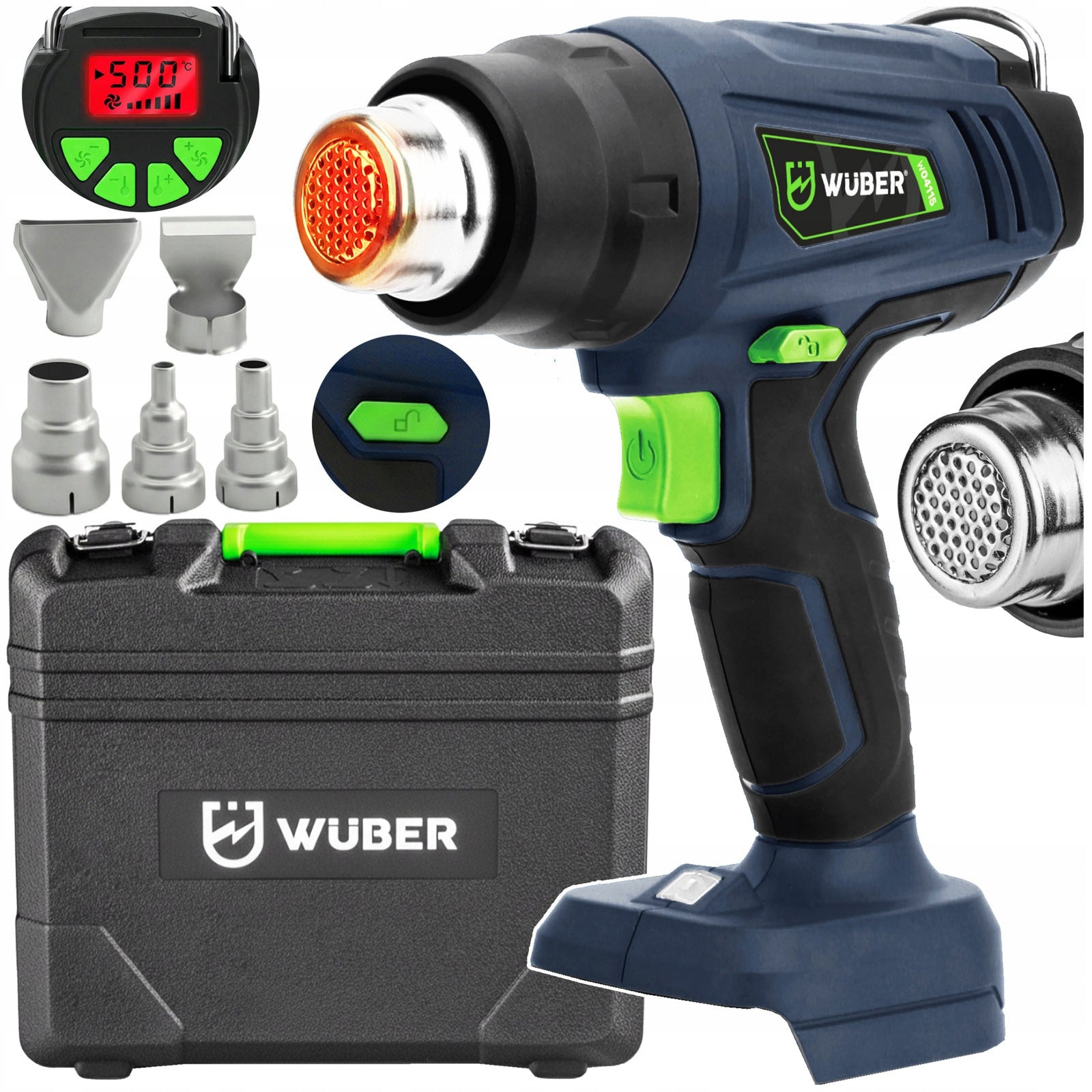 20V CORDLESS HEAT GUN SMOOTH TEMPERATURE CONTROL 50-500°C LCD STRONG