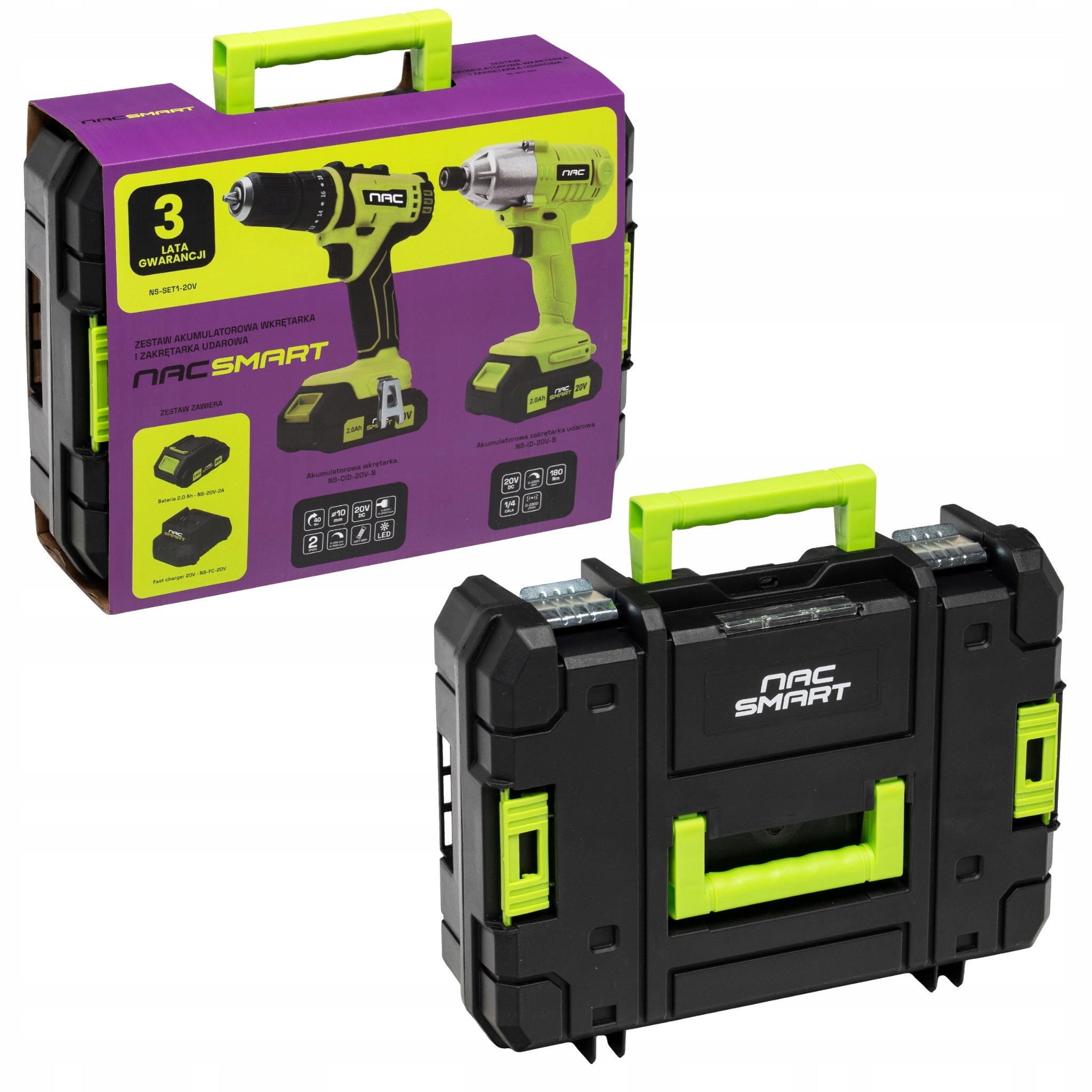20V NAC SMART NS-SET1-20V SCREWDRIVER AND IMPACT DRIVER SET Packaging status original