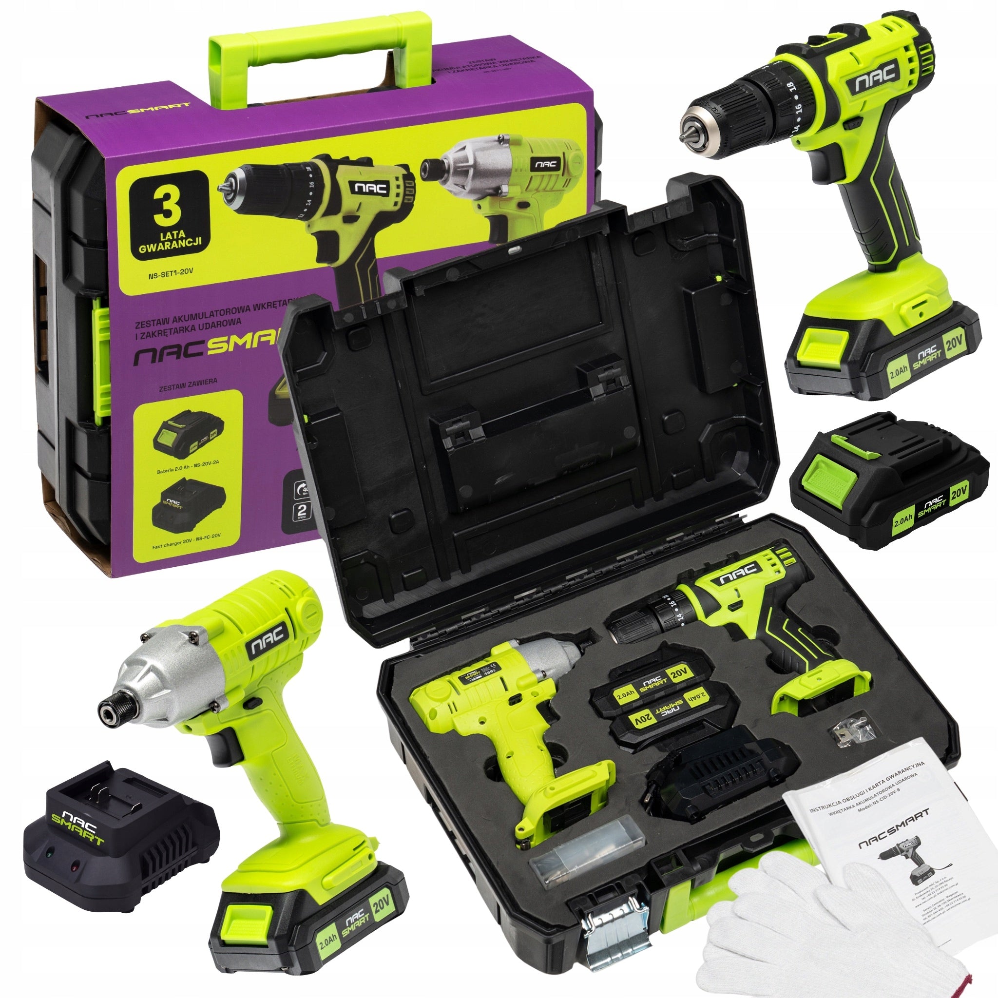 20V NAC SMART NS-SET1-20V SCREWDRIVER AND IMPACT DRIVER SET