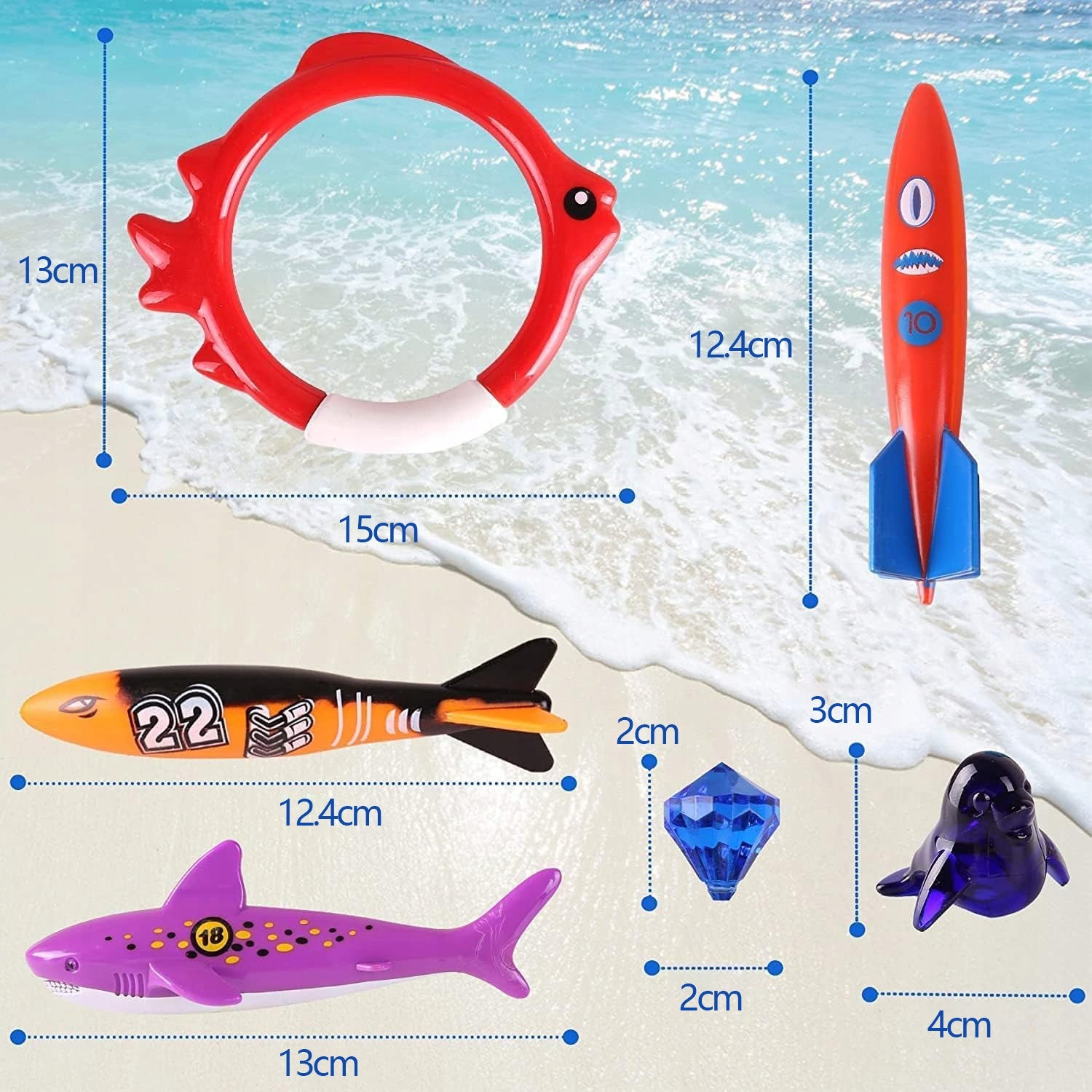 20x DIVING BATHTUB WATER TOYS SET COLORFUL + BAG Brand Zgeer