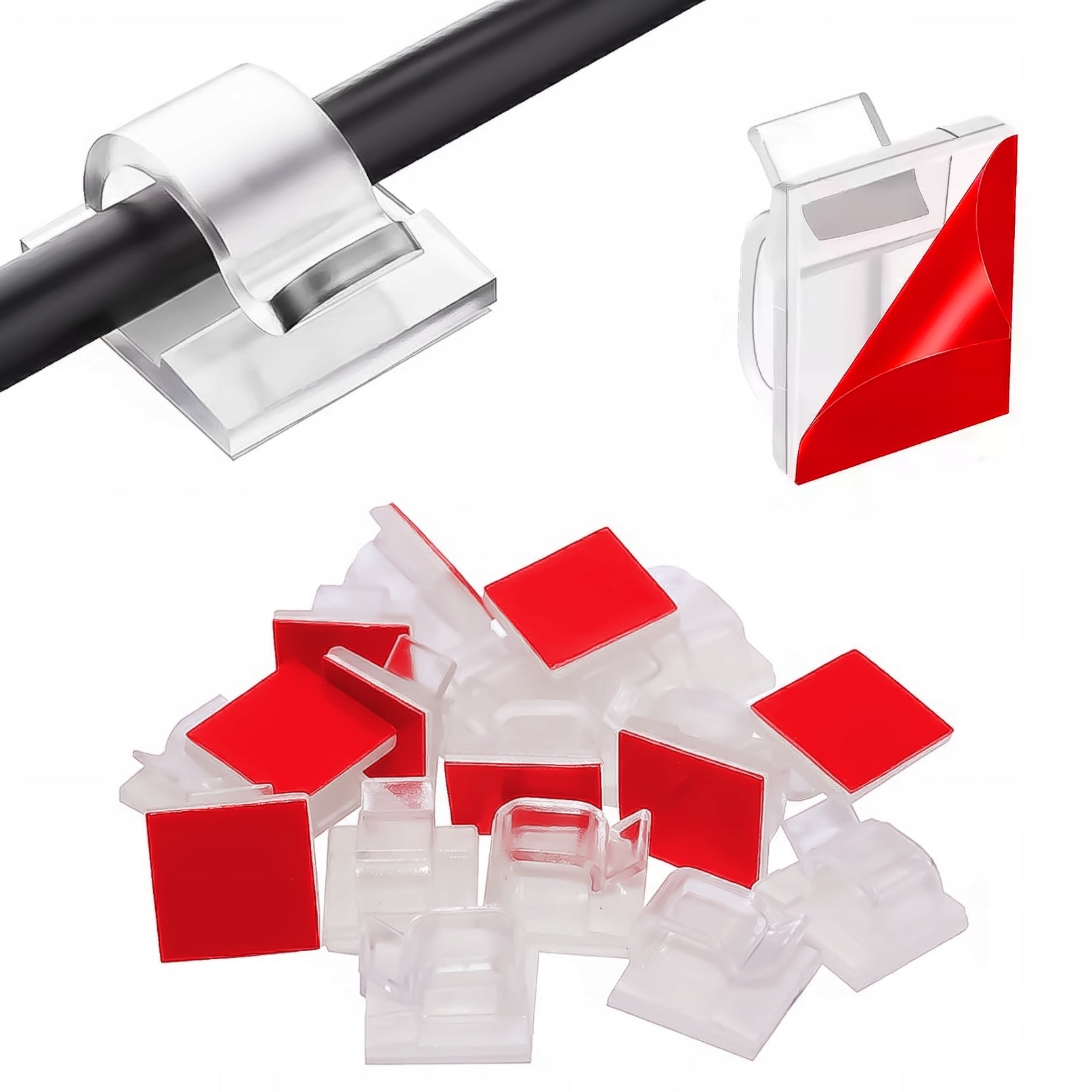 20x HOLDER CABLE ORGANIZER SELF ADHESIVE COLORLESS