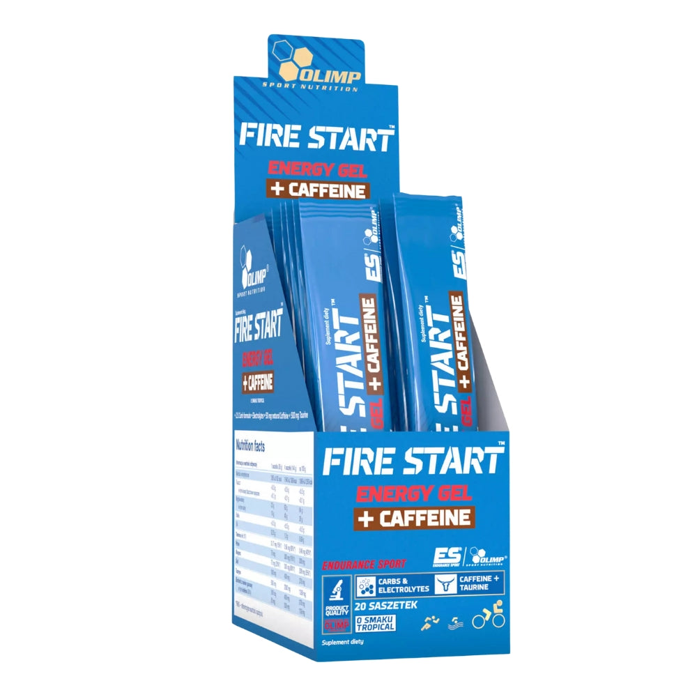 20x OLIMP FIRE START ENERGY GEL + CAFFEINE 36 g CARBOHYDRATE STRENGTH IN GEL Expiration date at least six months from the date of purchase