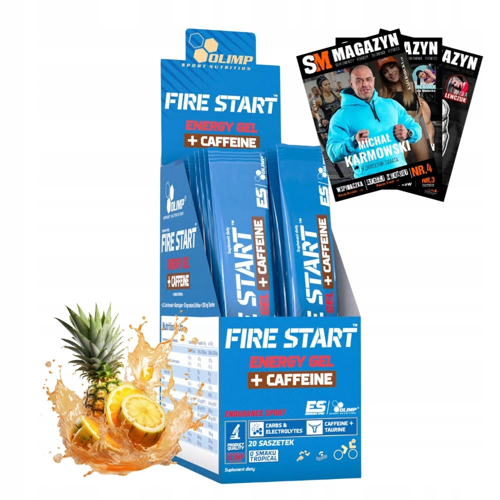 20x OLIMP FIRE START ENERGY GEL + CAFFEINE 36 g CARBOHYDRATE STRENGTH IN GEL