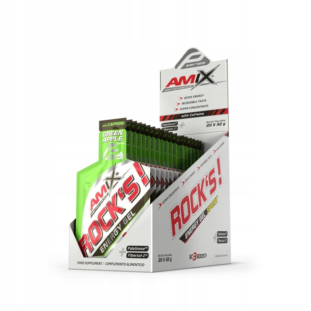 20x Rocks Energy Gel With Caffeine 32g green apple
