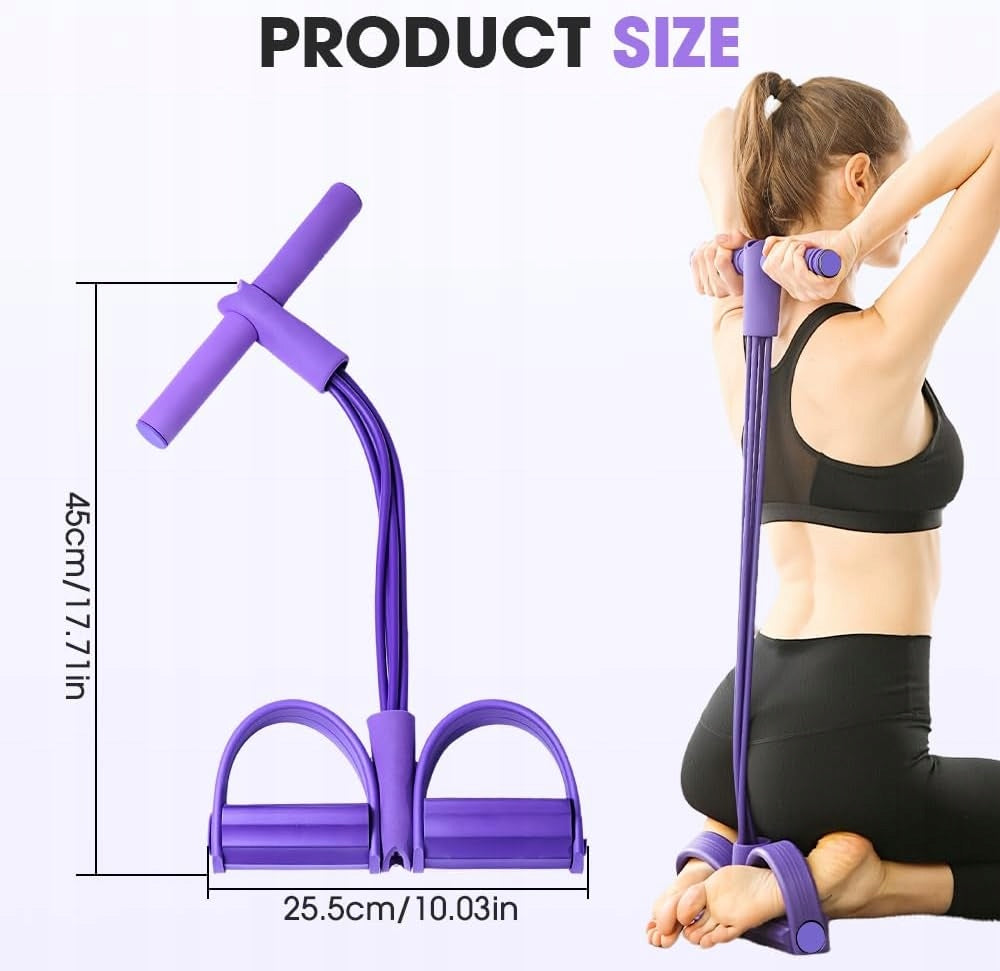 21 Fitness Resistance Bands-4 Tube Pedal Ankle Puller Bands for Leg Pink Length 1 cm