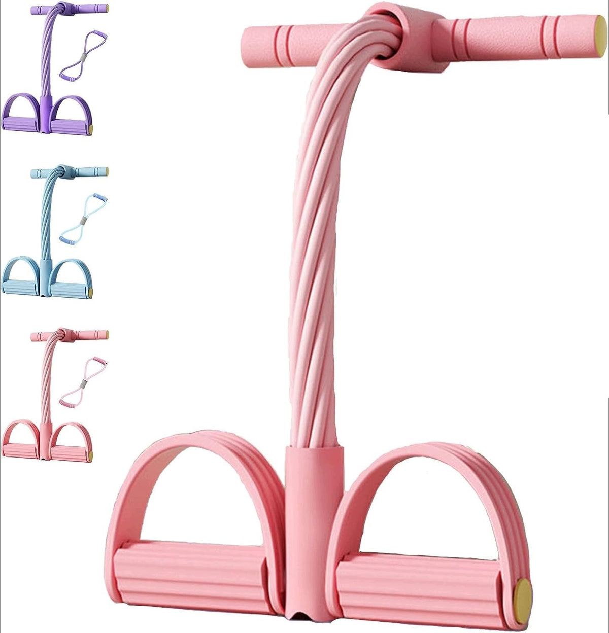 21 Fitness Resistance Bands-8 Tube Pedal Leg Stretch Rope Exercise Pink