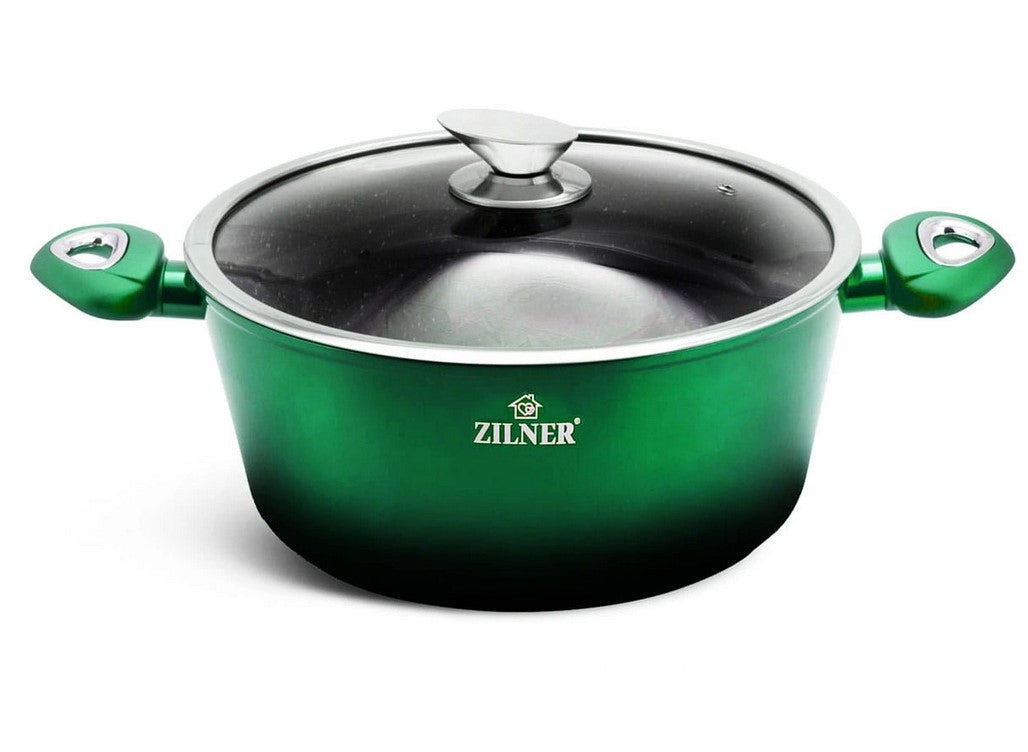 21-PIECE POT SET WITH MARBLE COATING 21el INDUCTION GAS Green Color black