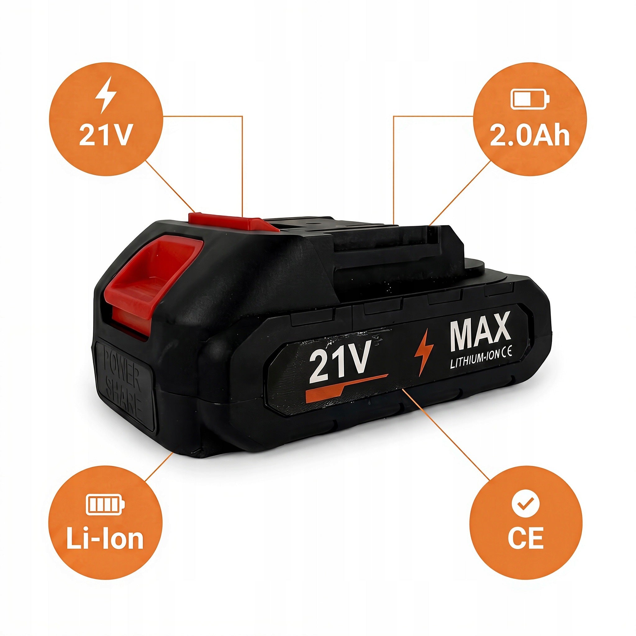 21V MAX 2.0AH LI-ION BATTERY FOR POWER SHARE PRUNER SAW WASHER BATTERY Manufacturer code batter-washer-001