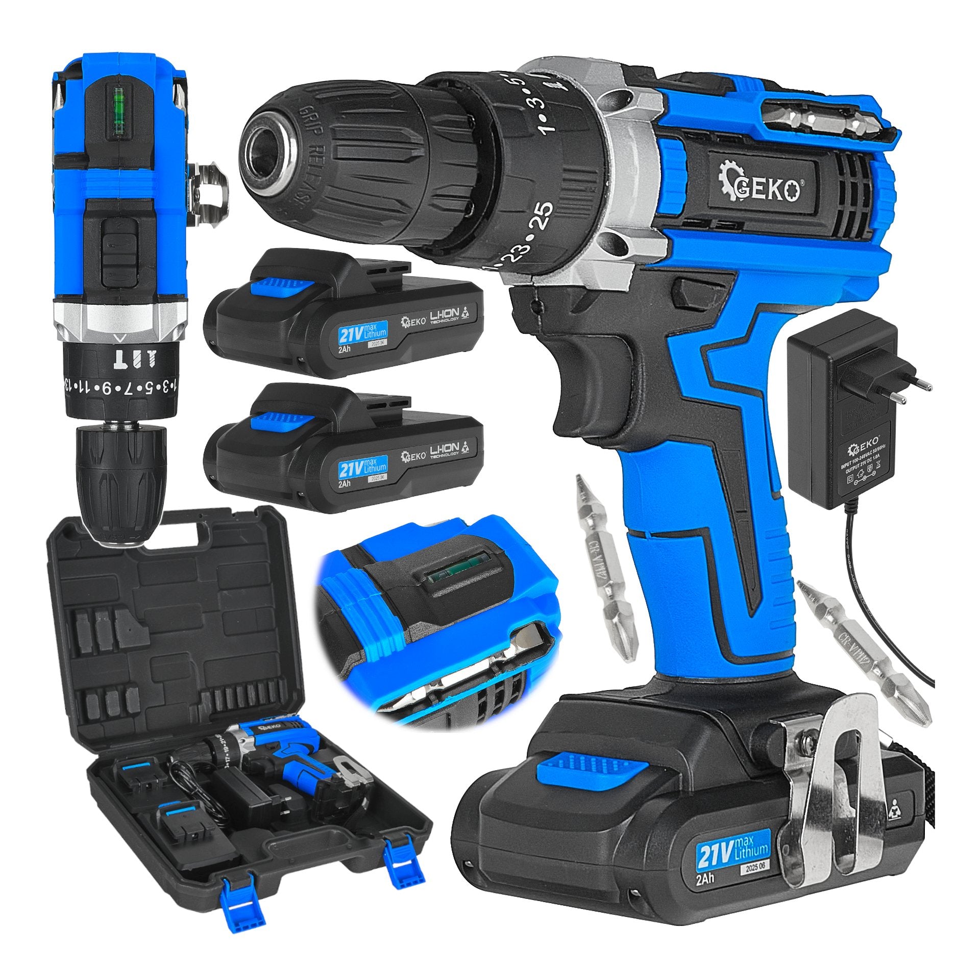 21V SCREWDRIVER-DRILL WITH IMPACT FUNCTION 2 BATTERIES AND CHARGER