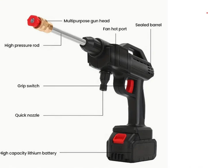 21V Wireless Pressure Washer with Accessory Kit+Folding Bucket Manufacturer code Bring 2 batteries and 1 charger