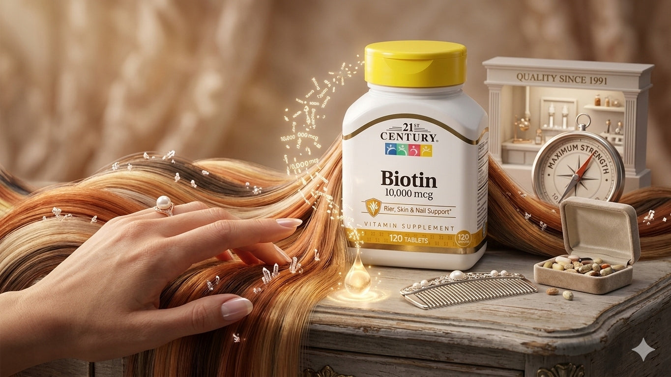21st Century Biotin 10.000 MAX biotin 120 tabs for Beautiful Hair and Nails Expiration date at least 1 year from the date of purchase