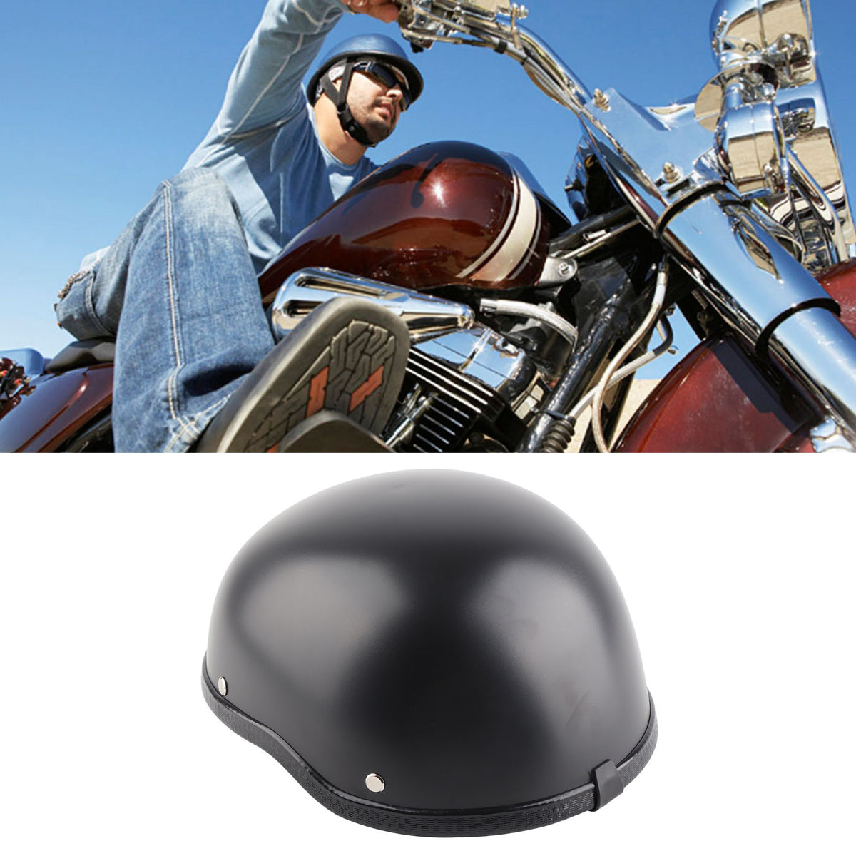 22,0-25,2 INCH MATT BLACK OPEN HELMET CHOPPER Packaging status original