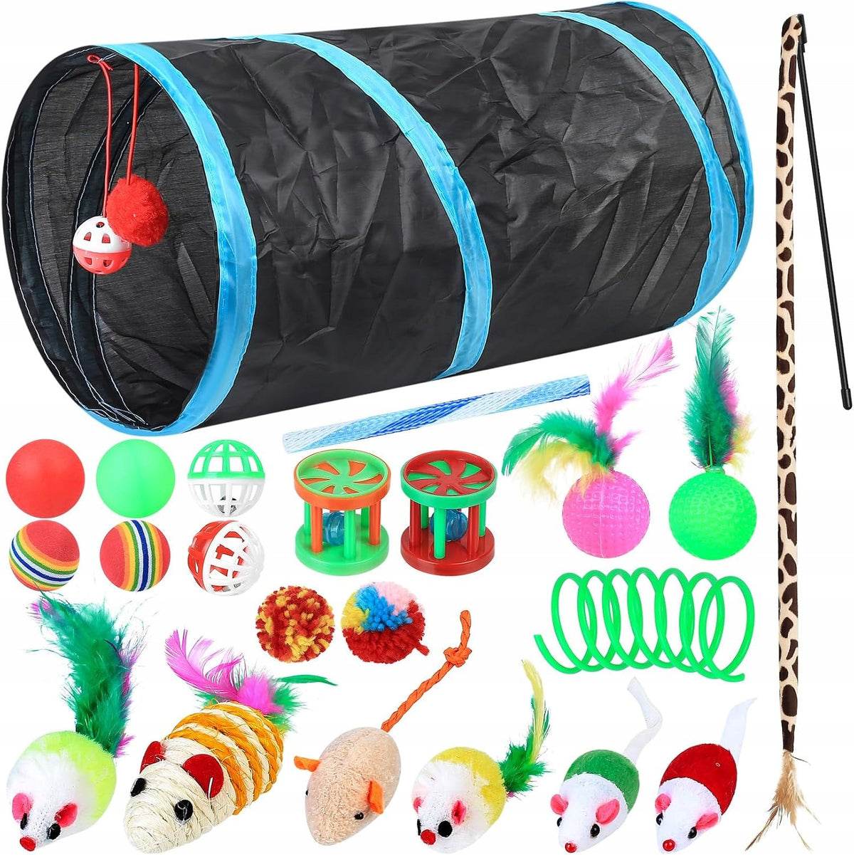 22-Piece Cat Set - Tunnel, Interactive Feather Accessories, We