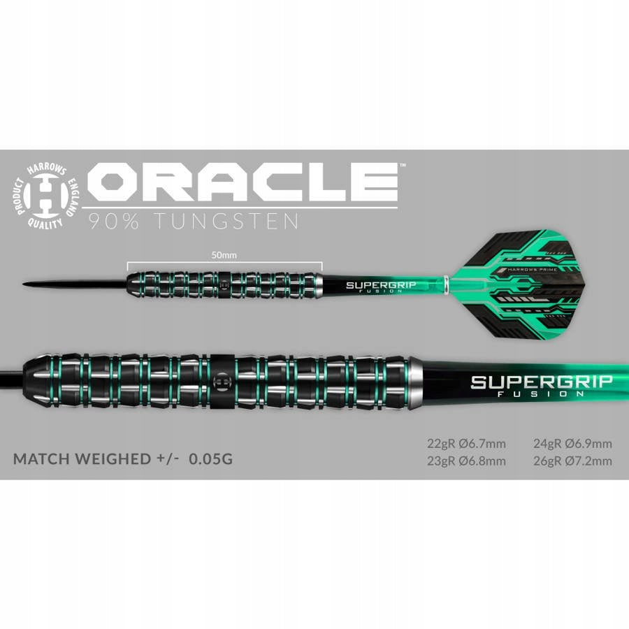 Darts Harrows Oracle Darts 90% Steeltip, 3 Stk., schwarz, grün 