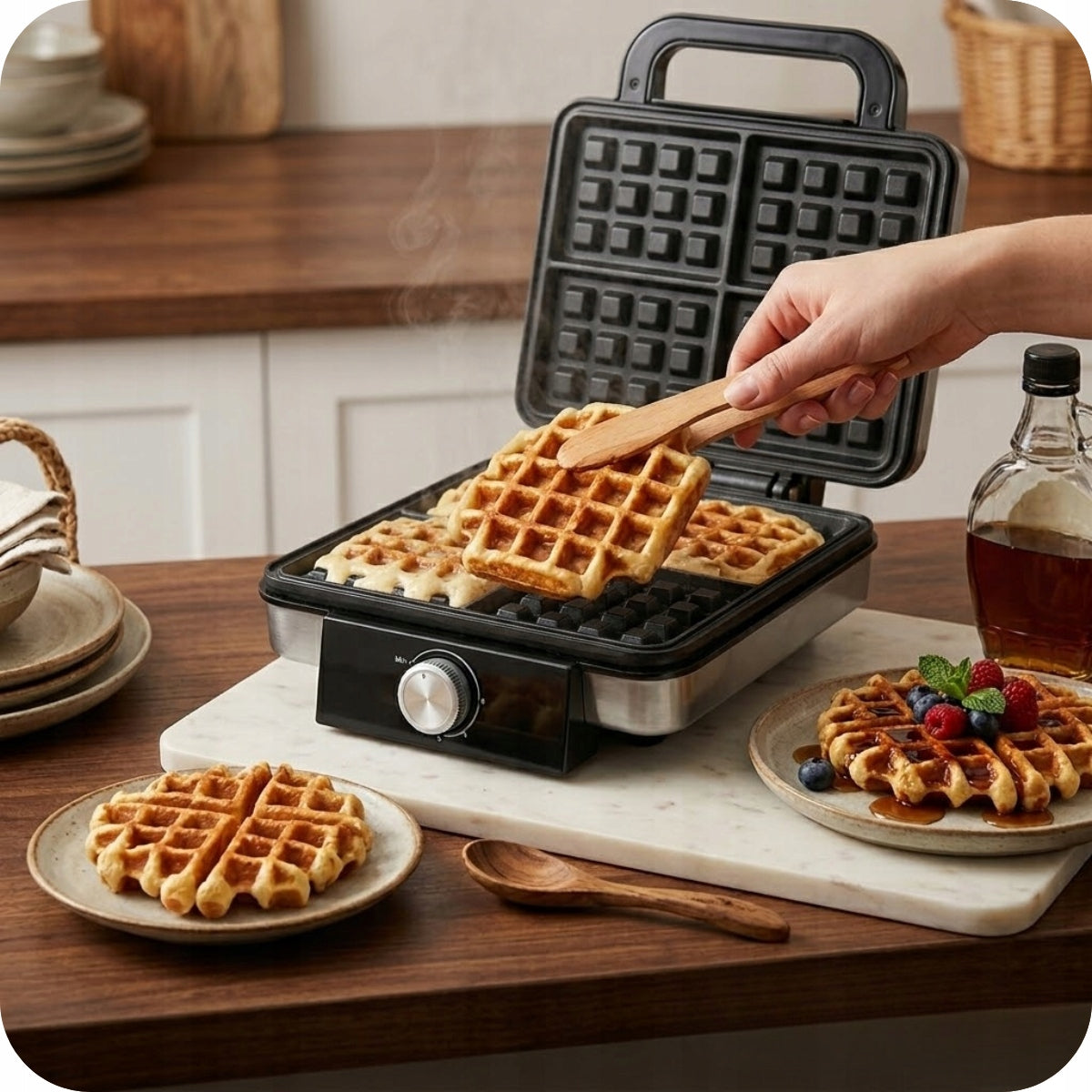 2200W 4 WAFFLE MAKER AT THE SAME TIME STRONG FAST RELIABLE ADJUSTMENT Packaging status original