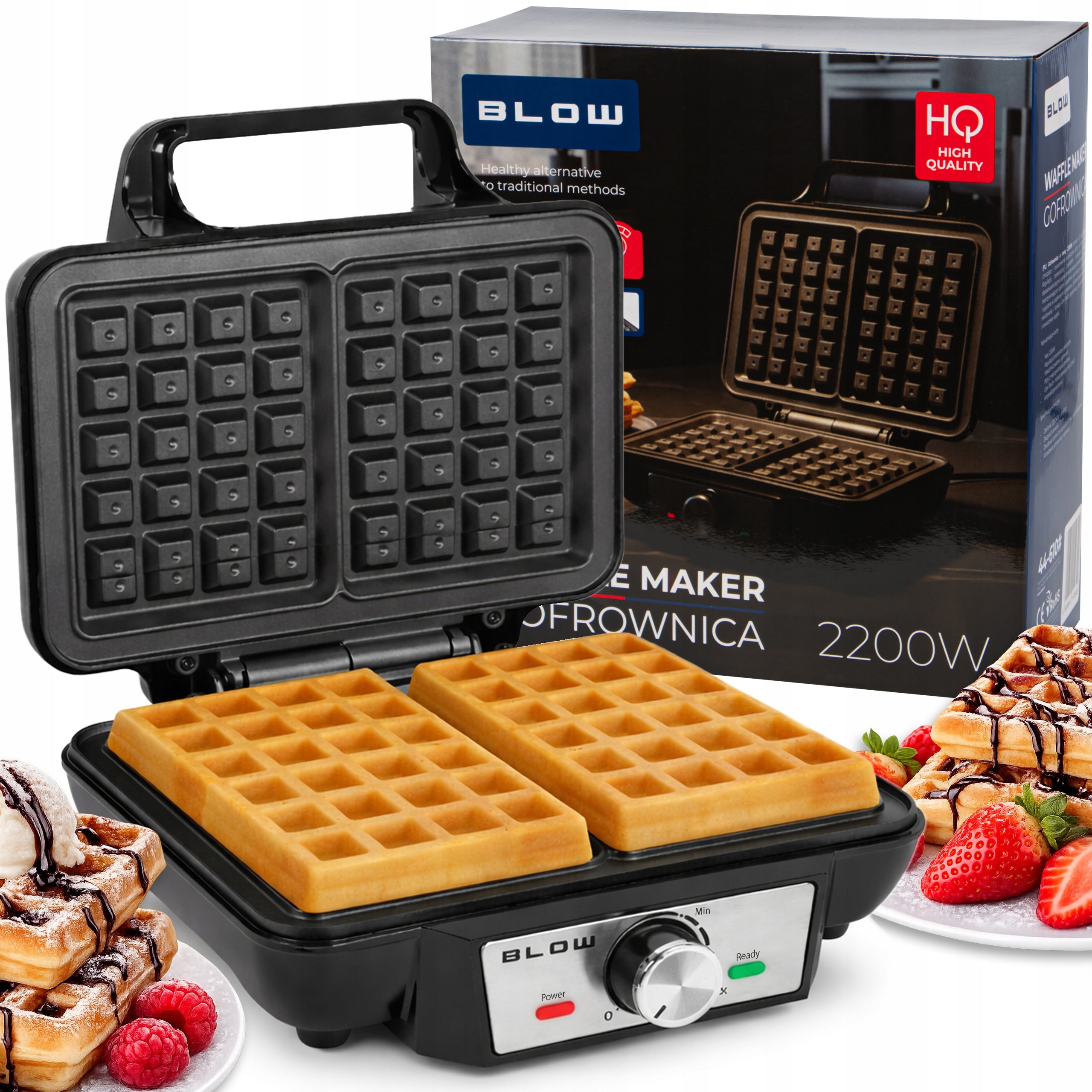 2200W ELECTRIC WAFFLE MAKER WITH TEMPERATURE CONTROL 2 LARGE CRISPY WAFFLES