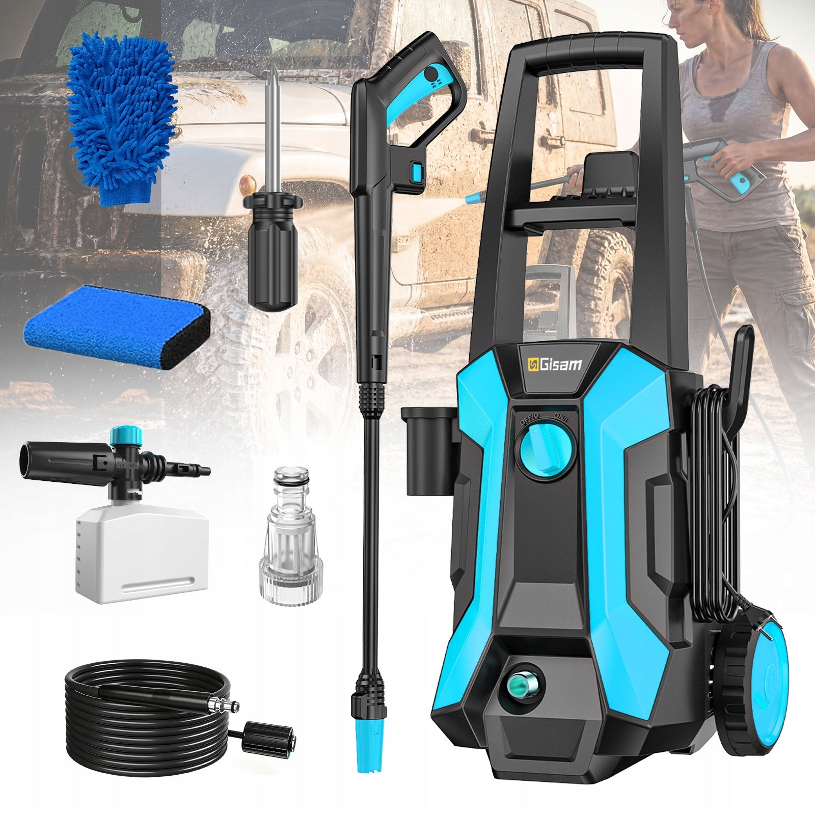 2200W High Pressure Washer 180Bar Electric Power Washer with Car Wash Kit