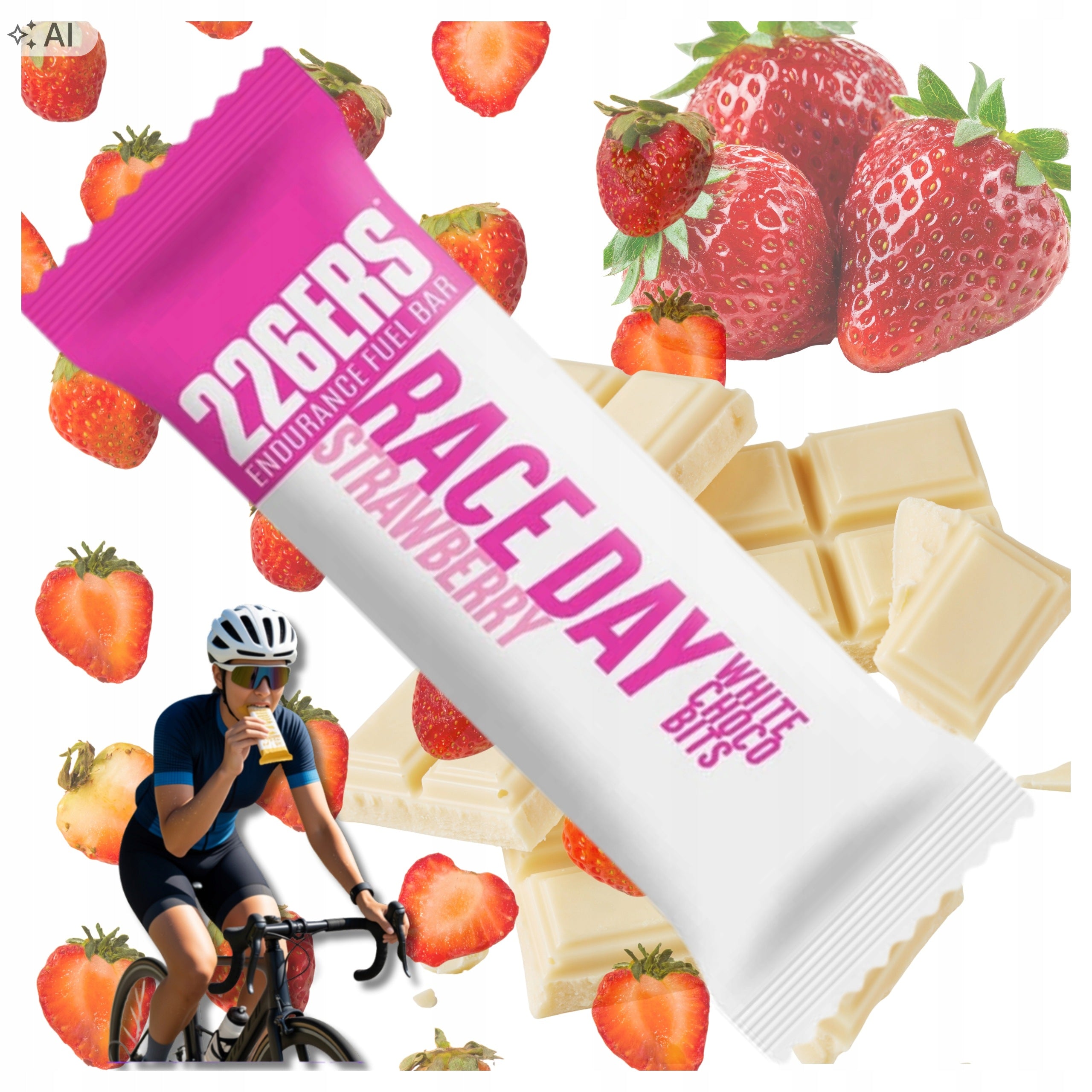 226ERS RACE DAY BAR 40g Energy Bar Strawberry White Chocolate Bike Packaging status original