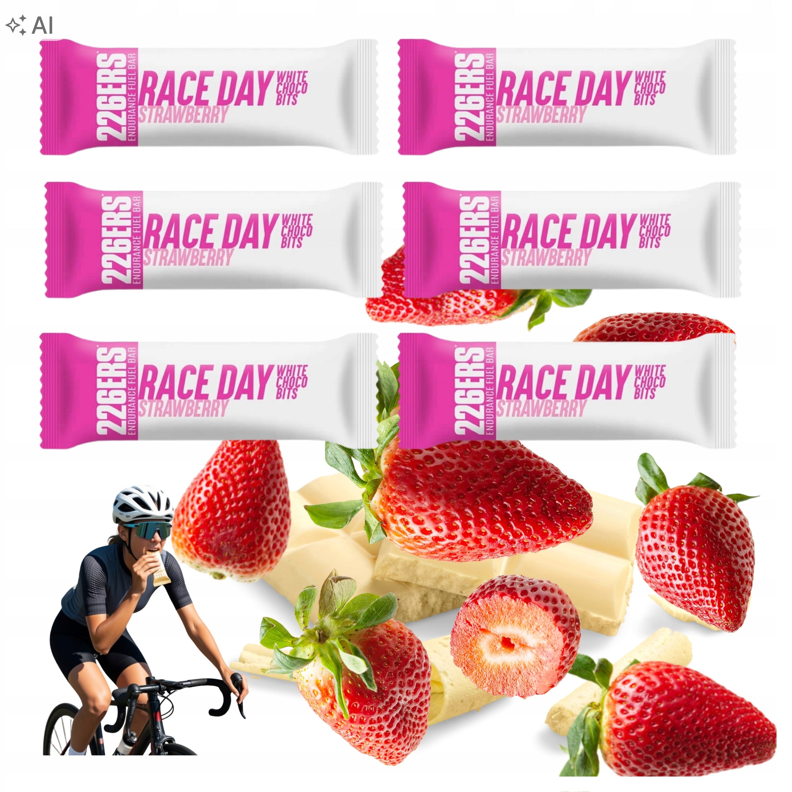 226ERS RACE DAY BAR 40g Energy Bar Strawberry White Chocolate Bike