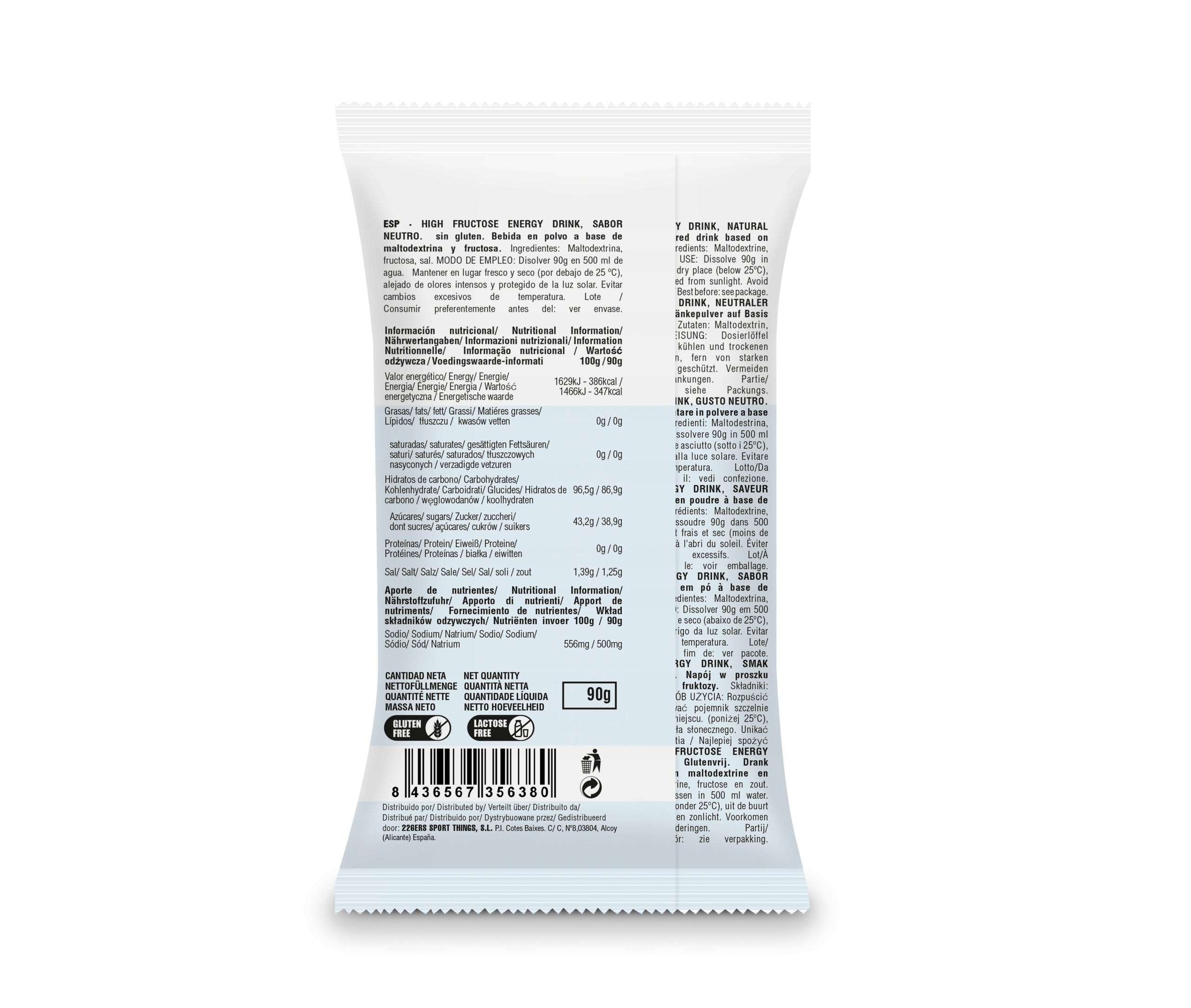 #226ers HIGH FRUCTOSE DRINK NEUTRAL - single serving sachet Expiration date at least six months from the date of purchase