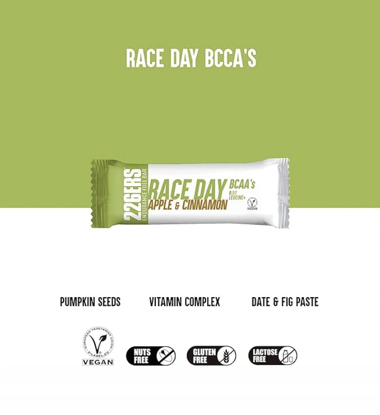 #226ers RACE DAY BAR BCAAs CINNAMON APPLE - 40g Energy Bar Brand 226ers