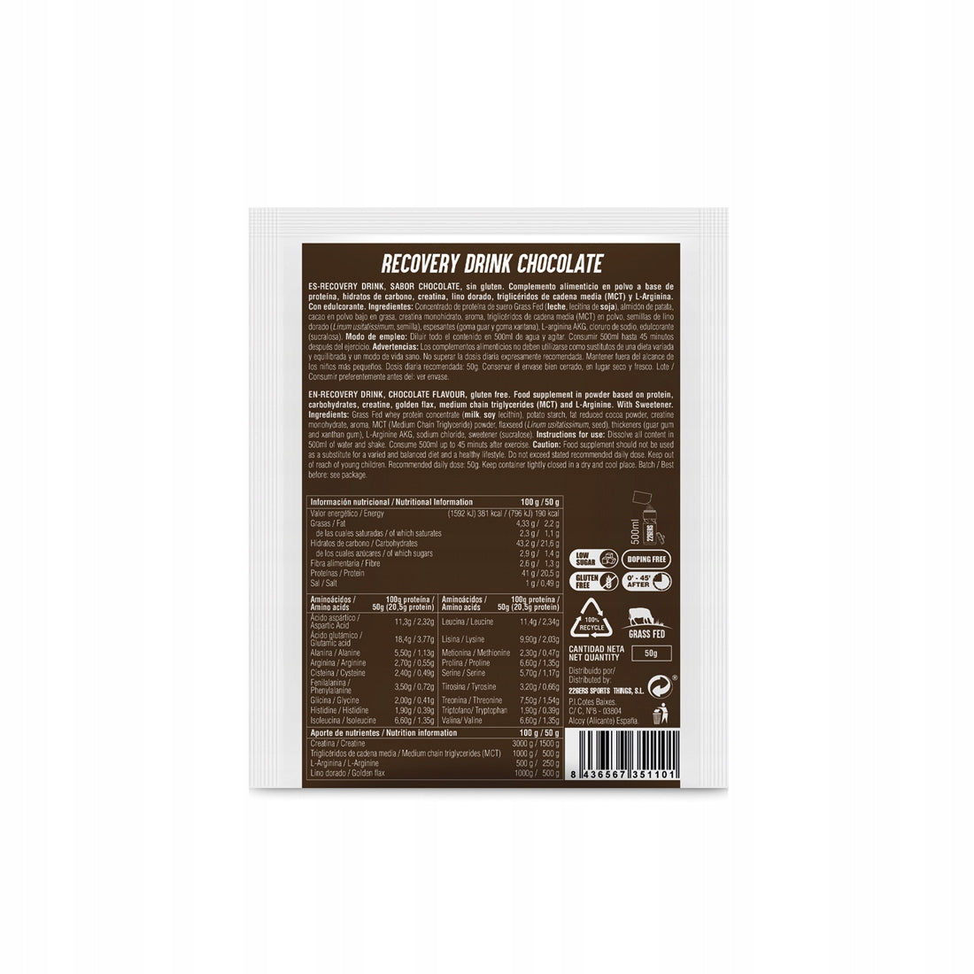 #226ers RECOVERY DRINK CHOCOLATE - single serving sachet Expiration date at least six months from the date of purchase