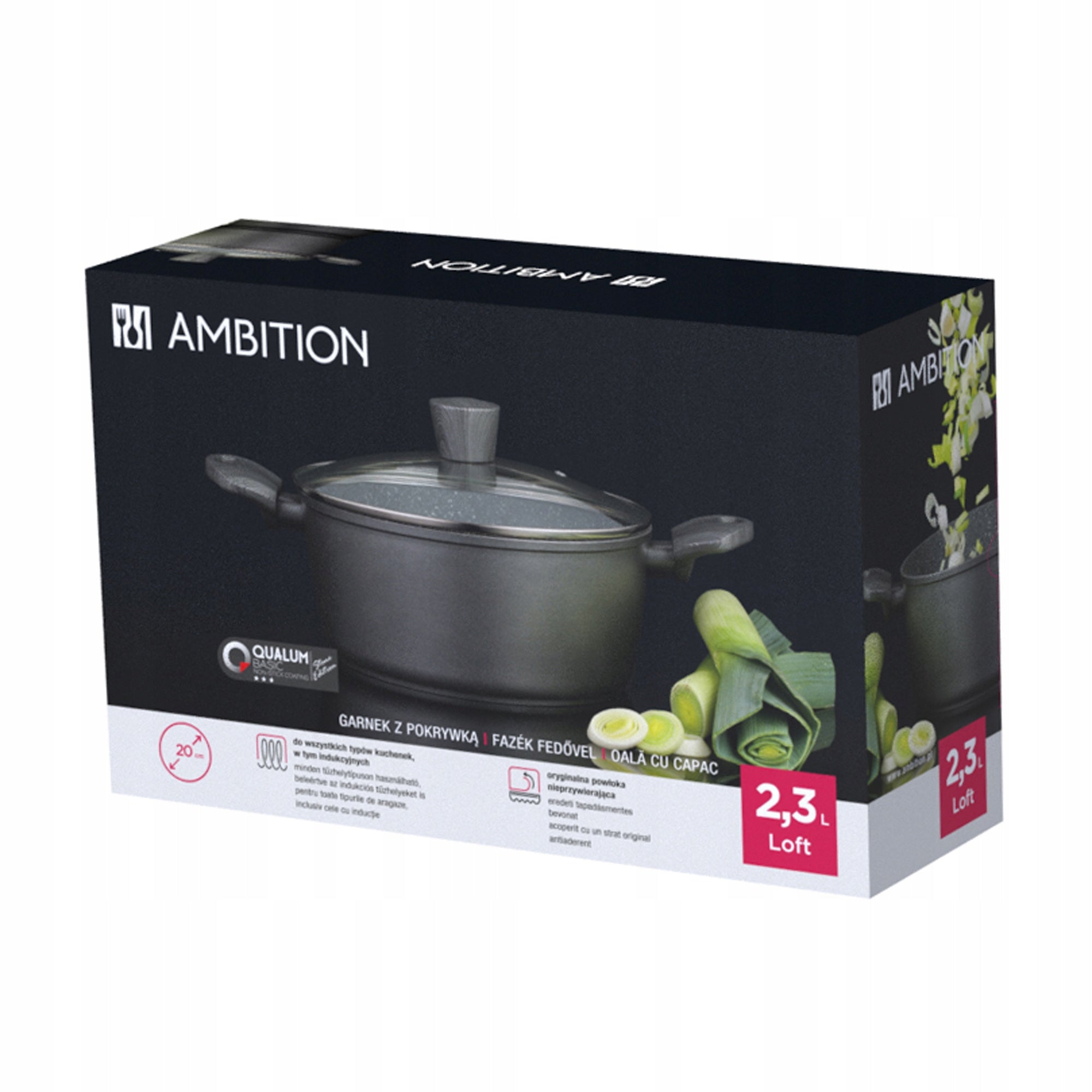 Ambition puodas su dangčiu Loft, 2.3 l