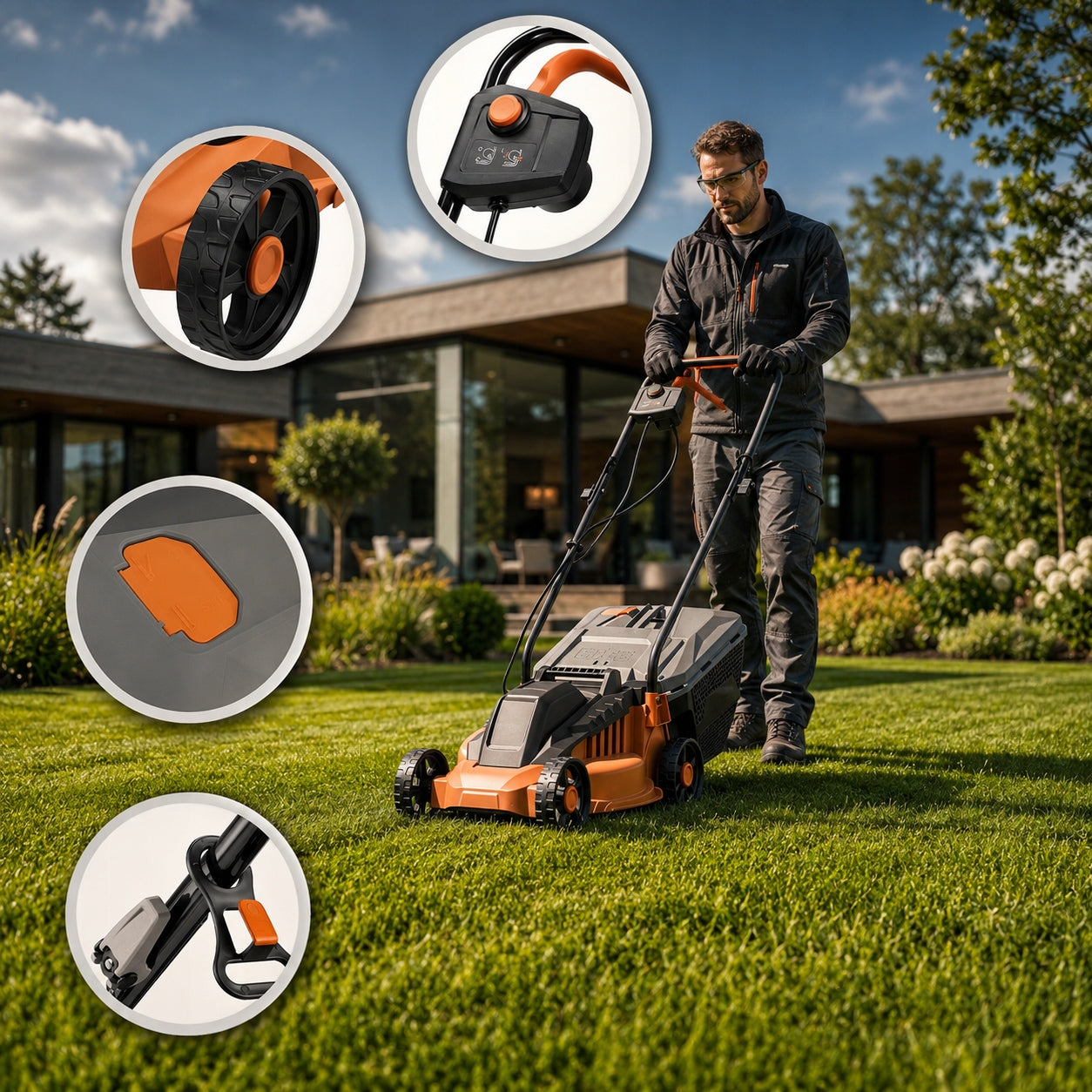 2300W ELECTRIC LAWN MOWER LARGE POWER BASKET 30L 32CM AGILE ONDRAGON Manufacturer code extremo00023323232