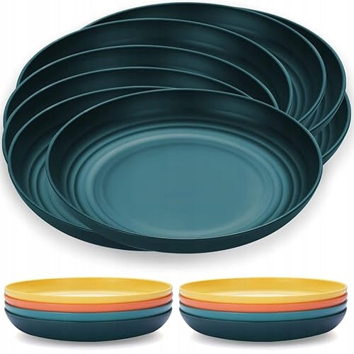 23CM LARGE DEEP PLASTIC PLATES 8 PIECE FOR HOME