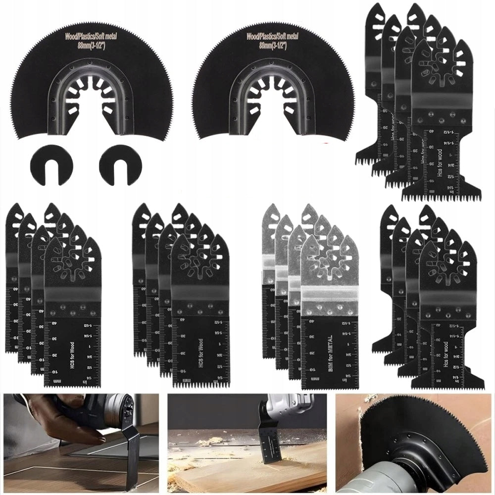 24PCS Multi Tool Blades Sets 24 Types Fit Makita, Milwaukee, Dewalt