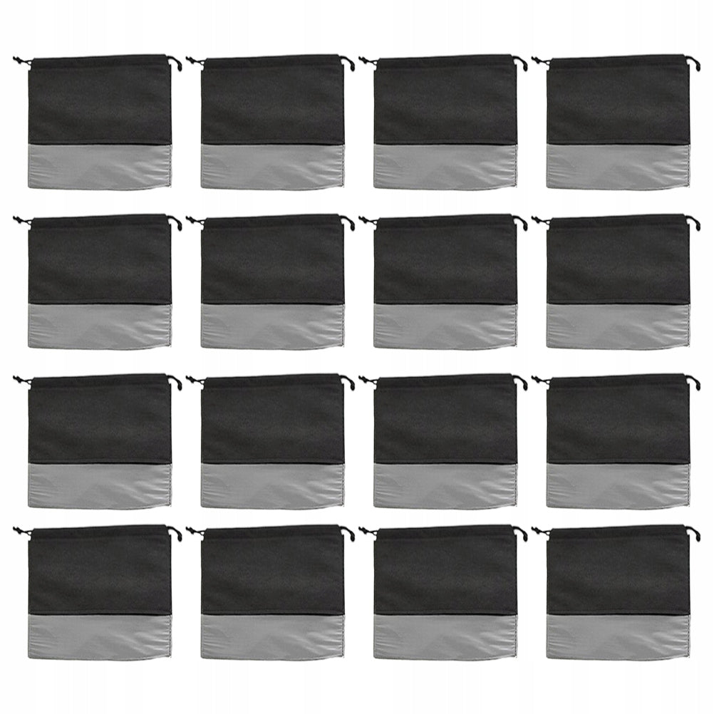 24Pcs Black Non-Woven Drawstring Shoe Bags with Transparent Window Color black